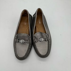Brand new women coach shoes never used silver metallic .
